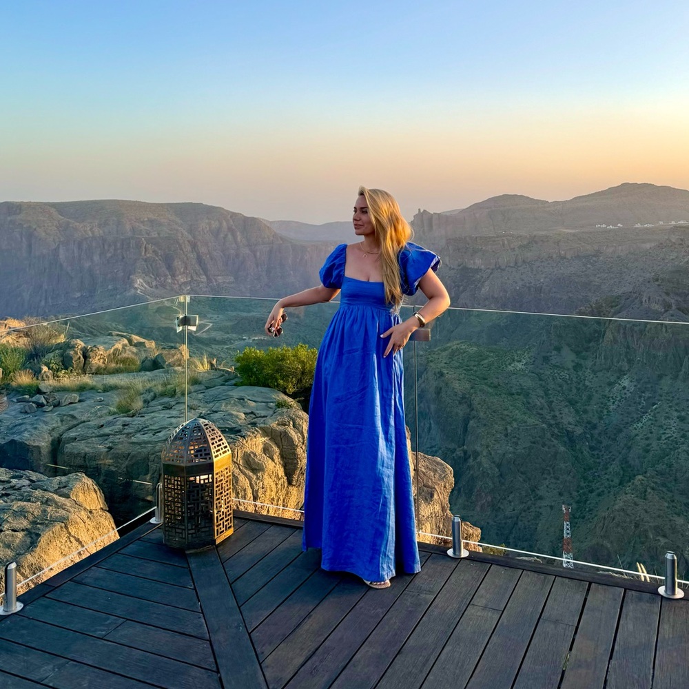 DISSH SIMONS COBALT LINEN MIDI DRESS. - Picture 3 of 10
